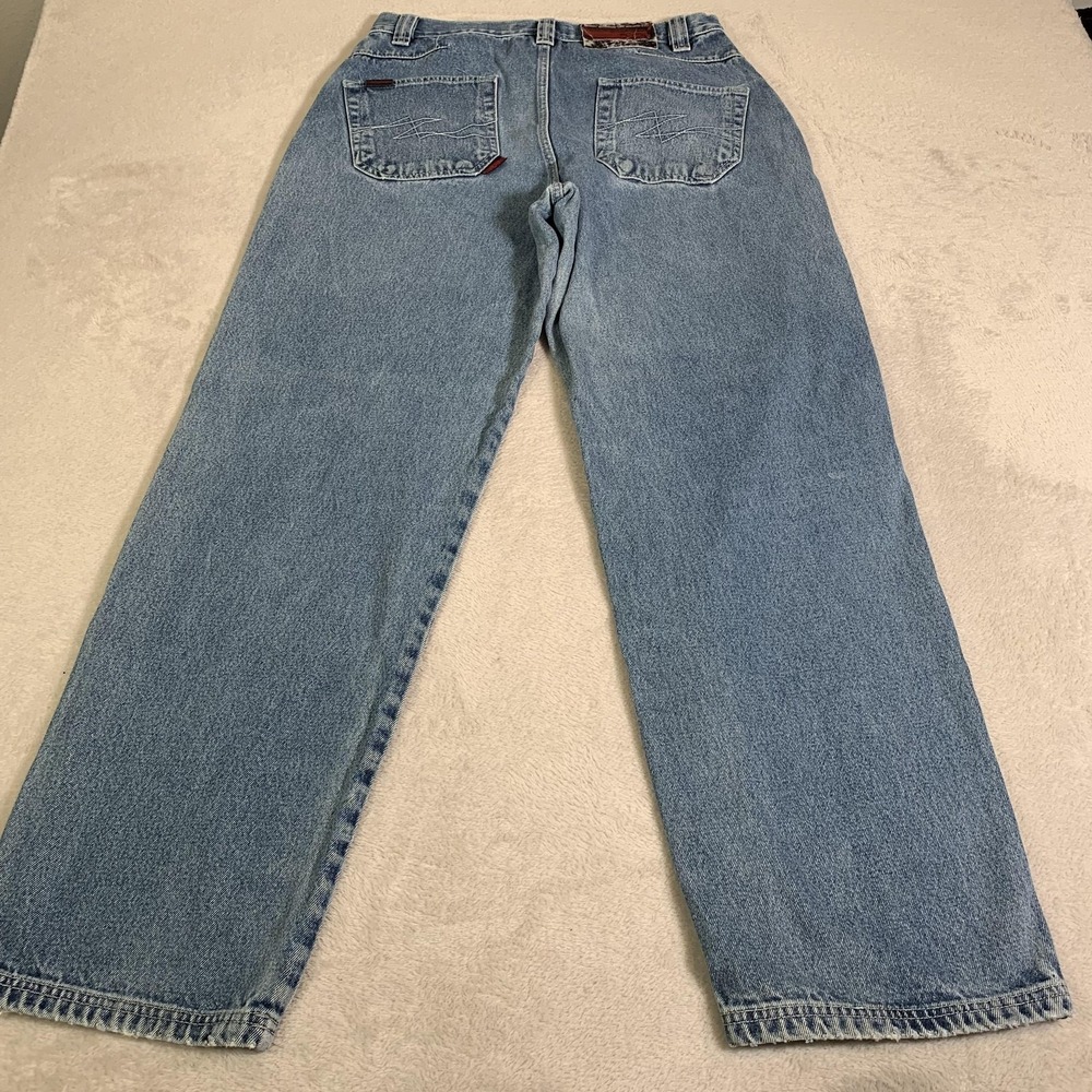 Y2K FUBU Jeans Mens 32x33 (Tag 32x34) Blue Light Wash Straight Hip Hop‎ Baggy